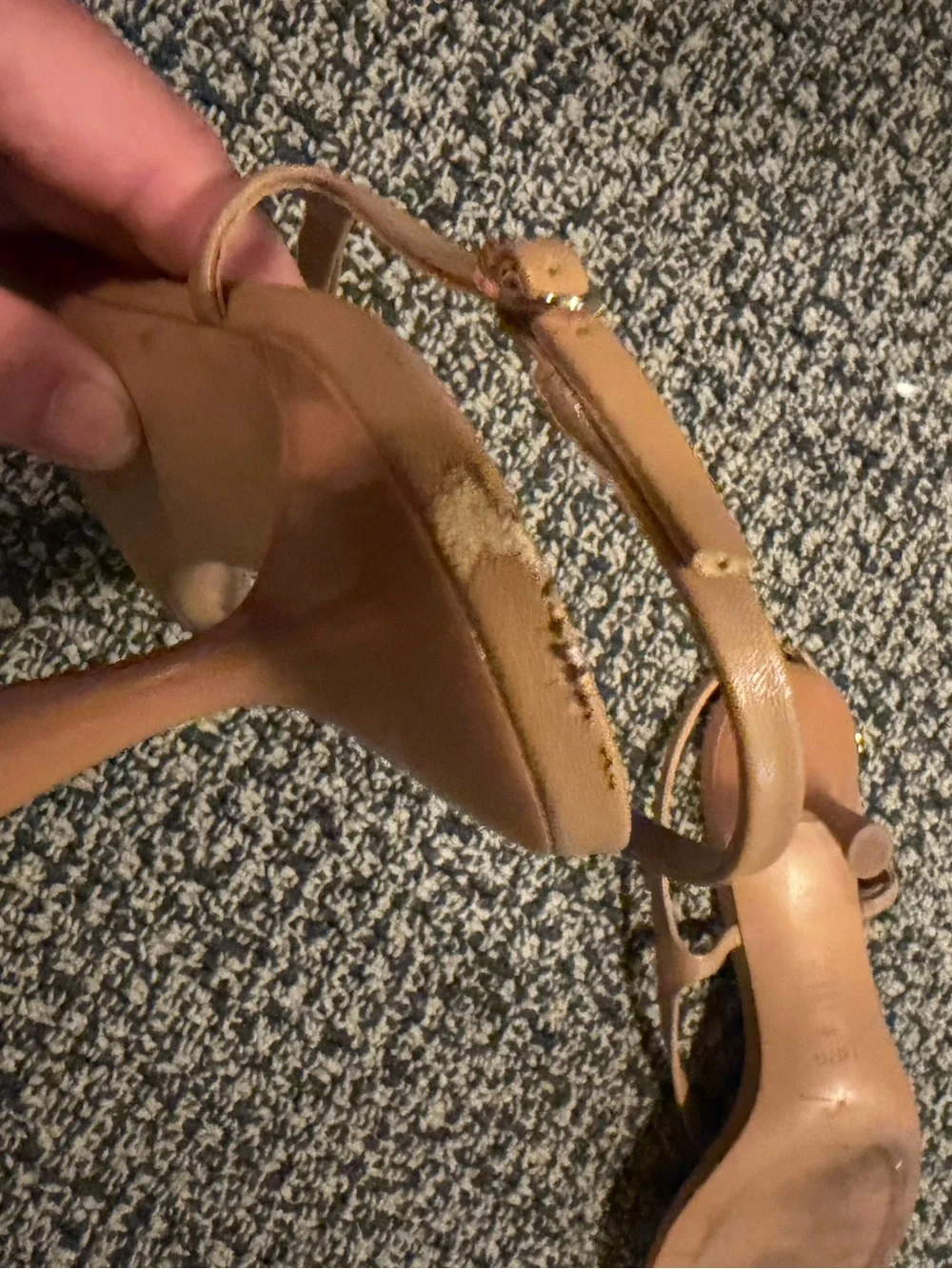 Tan Leather Slingback Thong Kitten Heels Sandals